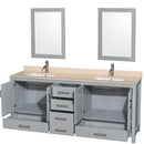 Sheffield 80 Inch Double Bathroom Vanity in Gray - 30