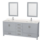 Sheffield 80 Inch Double Bathroom Vanity in Gray - 56