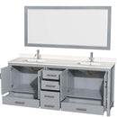 Sheffield 80 Inch Double Bathroom Vanity in Gray - 60