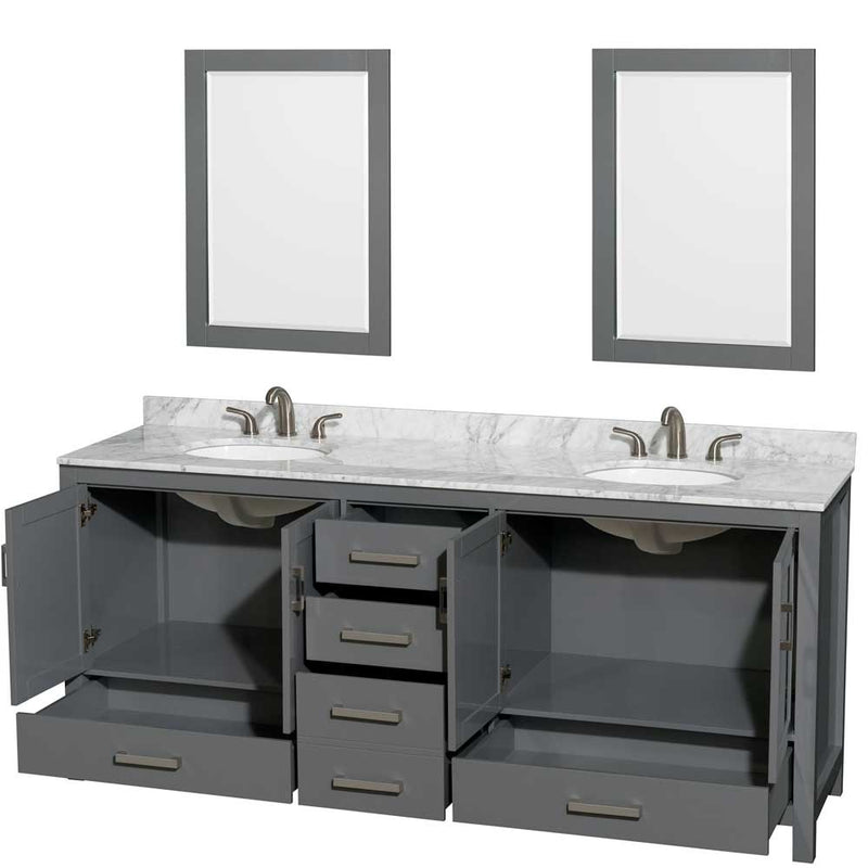 Sheffield 80 Inch Double Bathroom Vanity in Dark Gray - 60