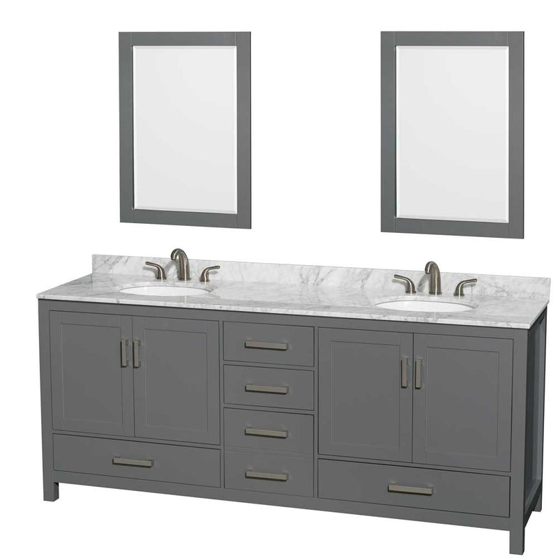 Sheffield 80 Inch Double Bathroom Vanity in Dark Gray - 59