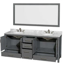 Sheffield 80 Inch Double Bathroom Vanity in Dark Gray - 64