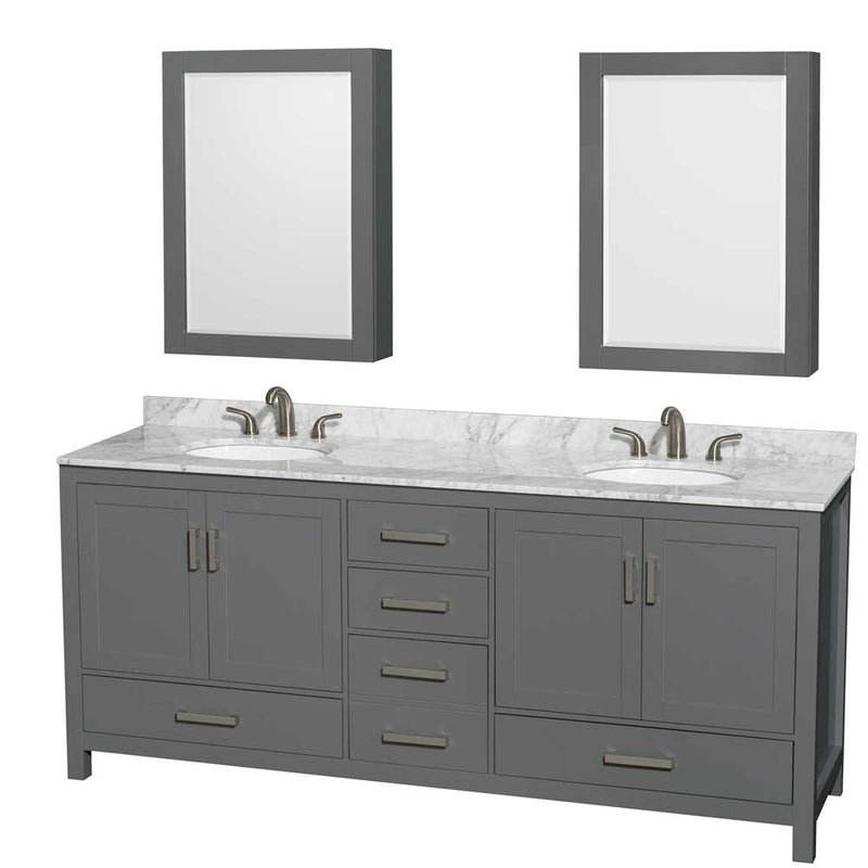 Sheffield 80 Inch Double Bathroom Vanity in Dark Gray - 67