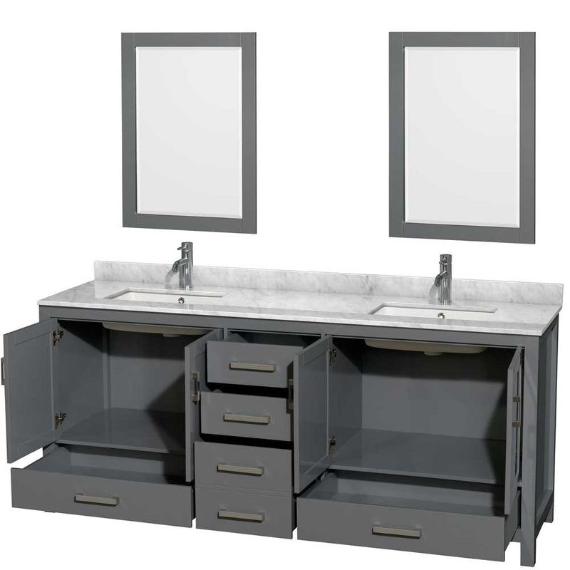 Sheffield 80 Inch Double Bathroom Vanity in Dark Gray - 77