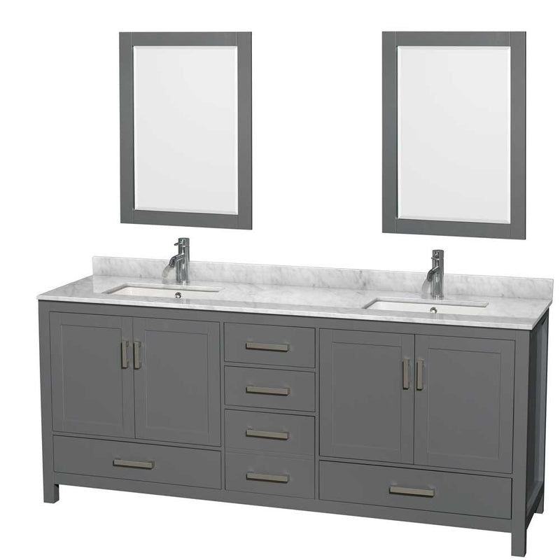 Sheffield 80 Inch Double Bathroom Vanity in Dark Gray - 76