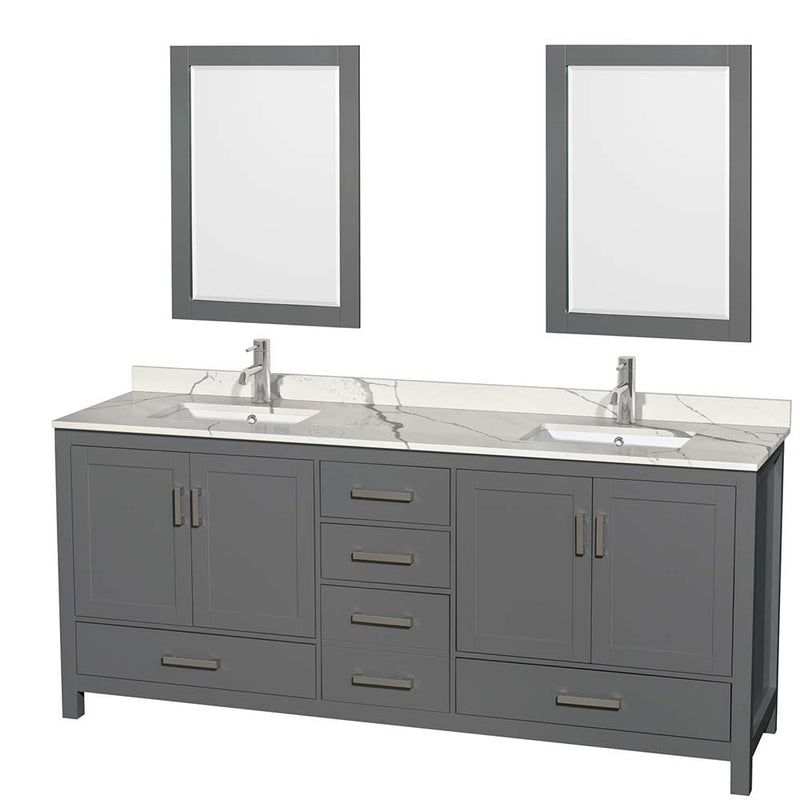 Sheffield 80 Inch Double Bathroom Vanity in Dark Gray - 12