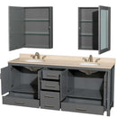 Sheffield 80 Inch Double Bathroom Vanity in Dark Gray - 34