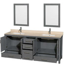 Sheffield 80 Inch Double Bathroom Vanity in Dark Gray - 43