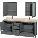 Sheffield 80 Inch Double Bathroom Vanity in Dark Gray - 51
