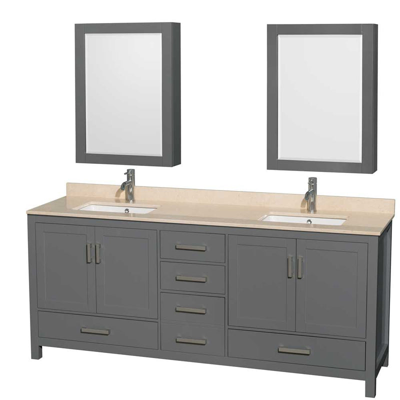 Sheffield 80 Inch Double Bathroom Vanity in Dark Gray - 50
