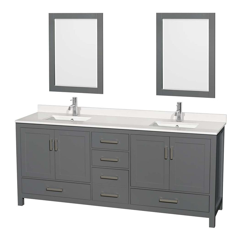 Sheffield 80 Inch Double Bathroom Vanity in Dark Gray - 92