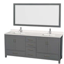 Sheffield 80 Inch Double Bathroom Vanity in Dark Gray - 95