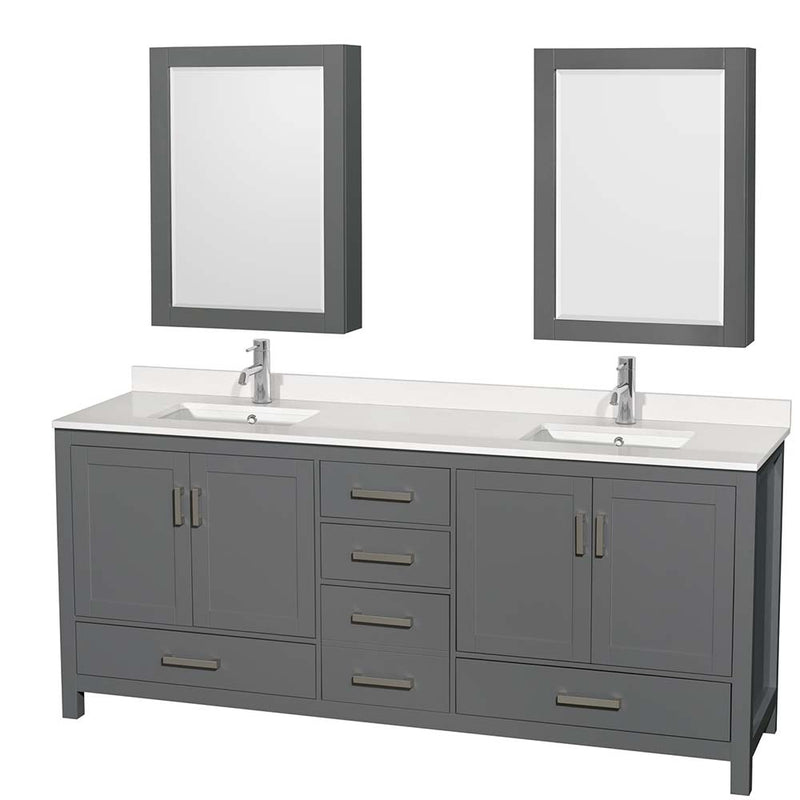 Sheffield 80 Inch Double Bathroom Vanity in Dark Gray - 98