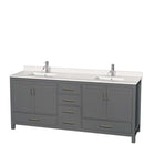 Sheffield 80 Inch Double Bathroom Vanity in Dark Gray - 90