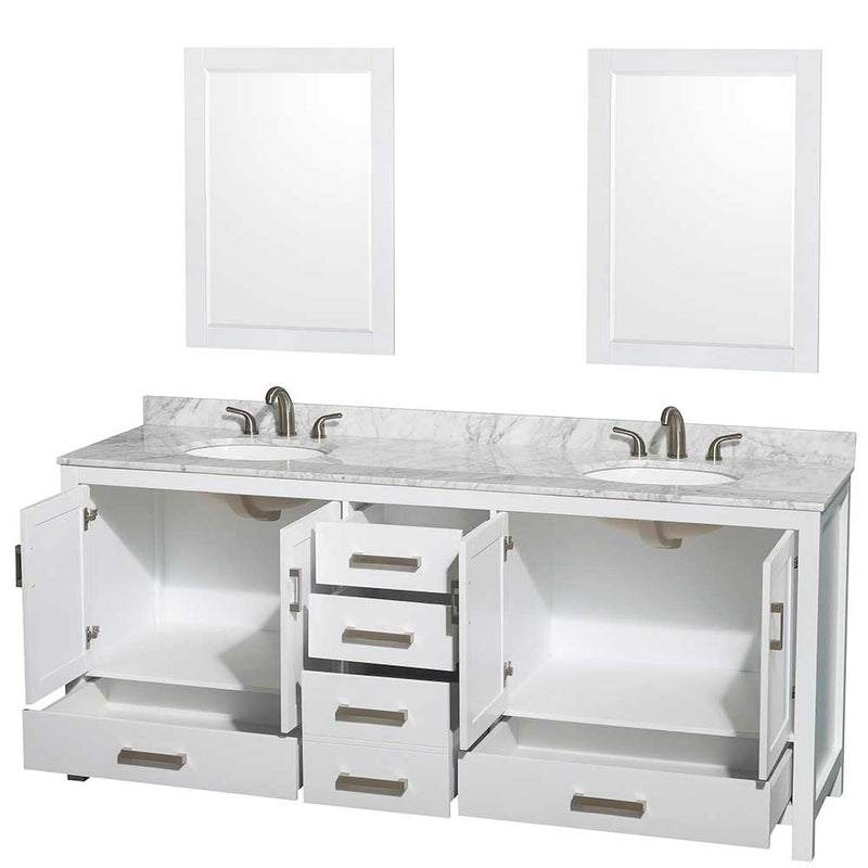 Sheffield 80 Inch Double Bathroom Vanity in White - 51