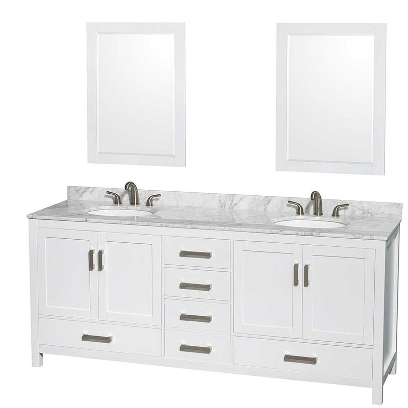 Sheffield 80 Inch Double Bathroom Vanity in White - 50