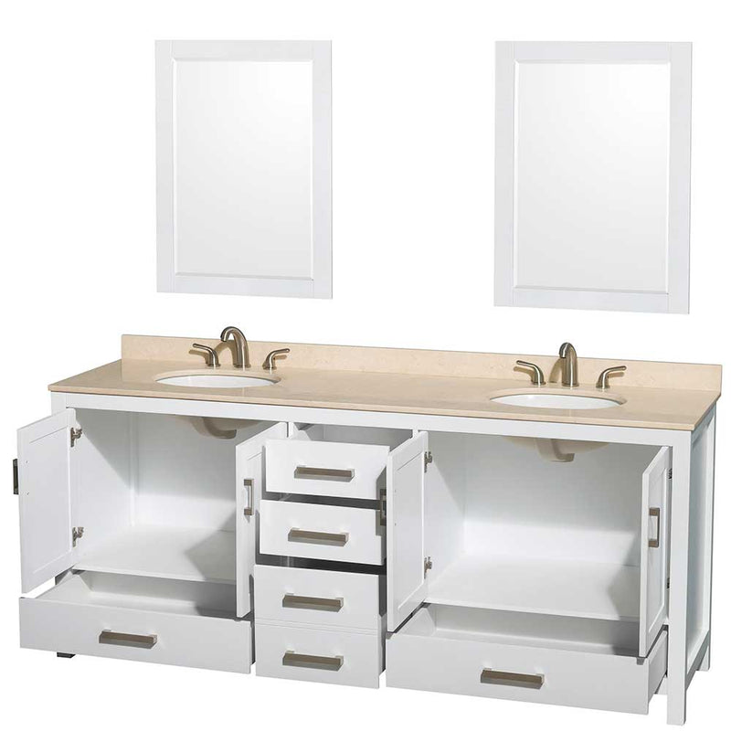 Sheffield 80 Inch Double Bathroom Vanity in White - 21