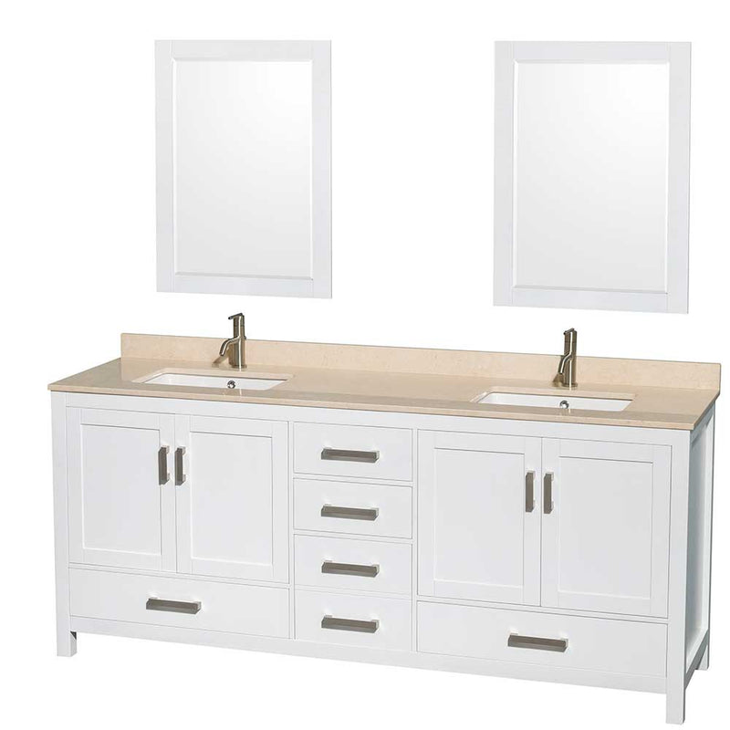 Sheffield 80 Inch Double Bathroom Vanity in White - 35