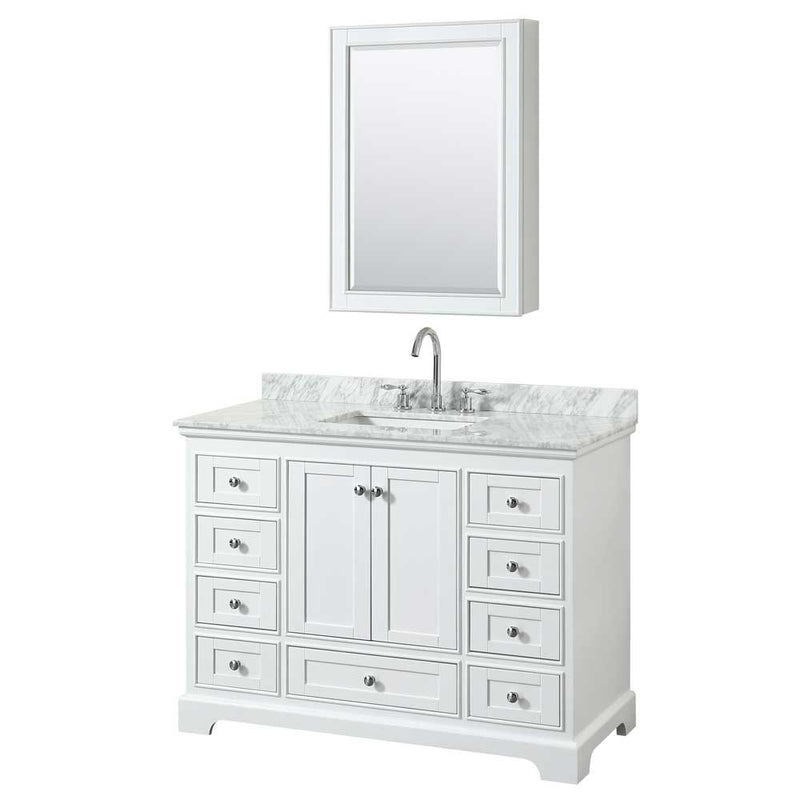 Deborah 48 Inch Single Bathroom Vanity in White - 35