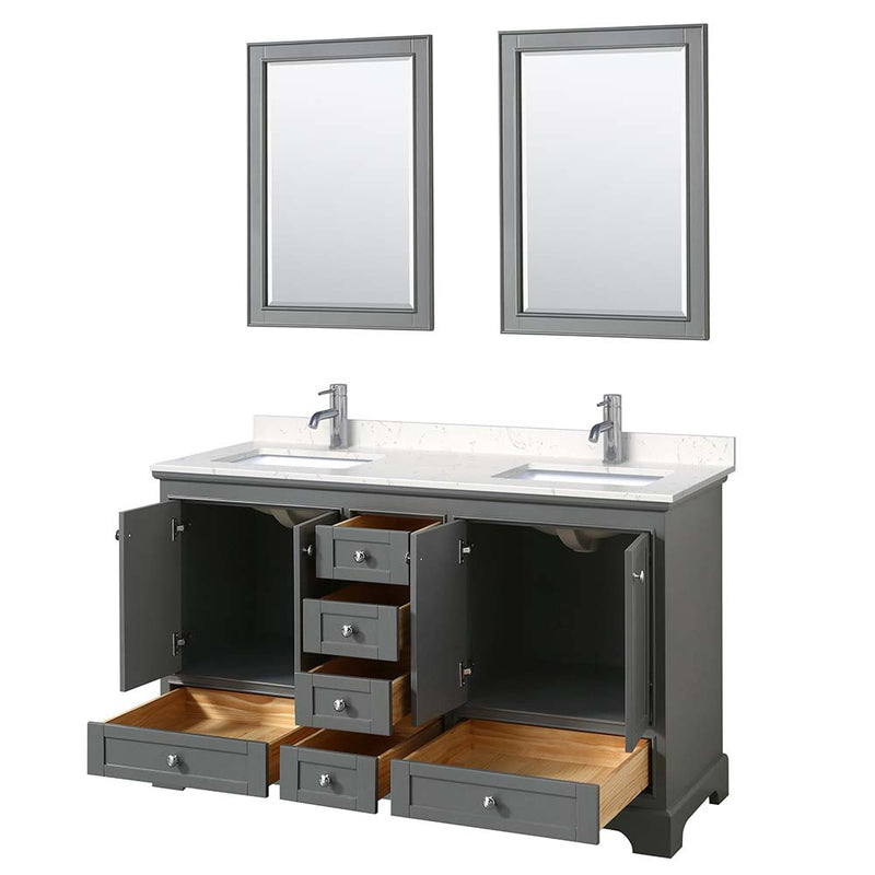 Deborah 60 Inch Double Bathroom Vanity in Dark Gray - 13
