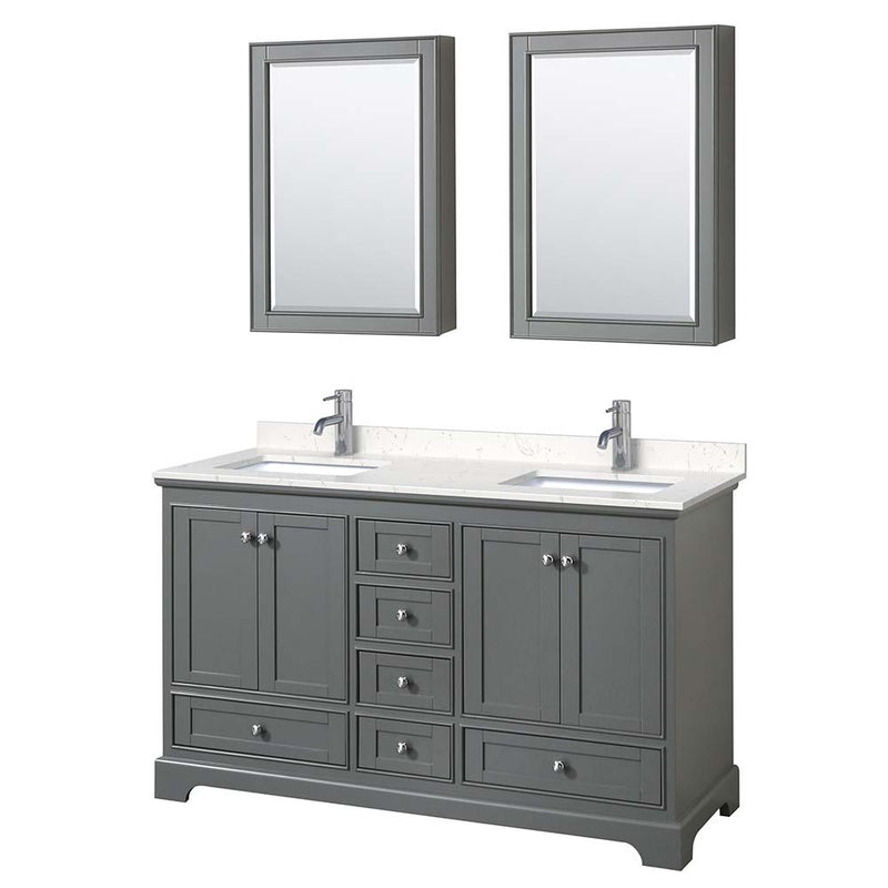 Deborah 60 Inch Double Bathroom Vanity in Dark Gray - 20