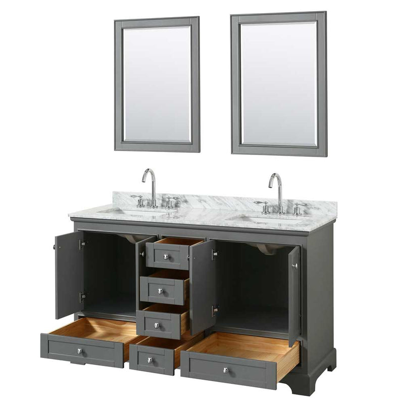 Deborah 60 Inch Double Bathroom Vanity in Dark Gray - 43