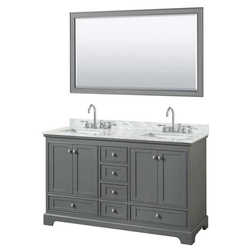 Deborah 60 Inch Double Bathroom Vanity in Dark Gray - 45