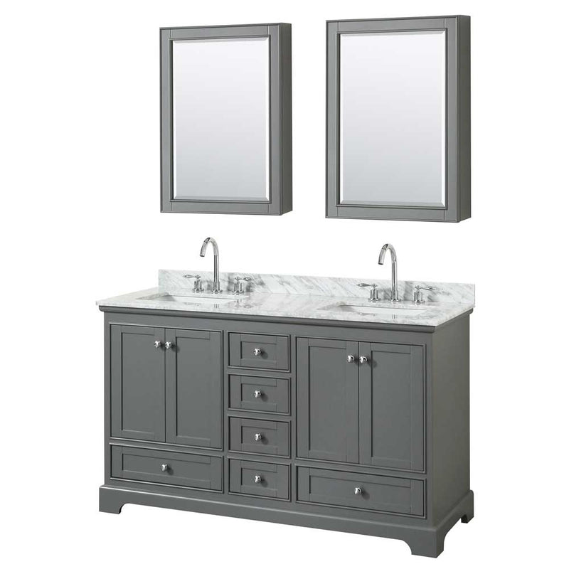 Deborah 60 Inch Double Bathroom Vanity in Dark Gray - 48