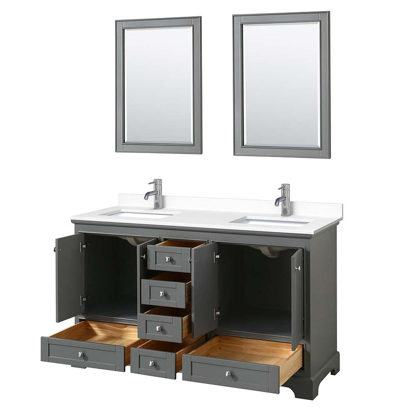 Deborah 60 Inch Double Bathroom Vanity in Dark Gray - 56