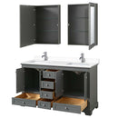 Deborah 60 Inch Double Bathroom Vanity in Dark Gray - 64