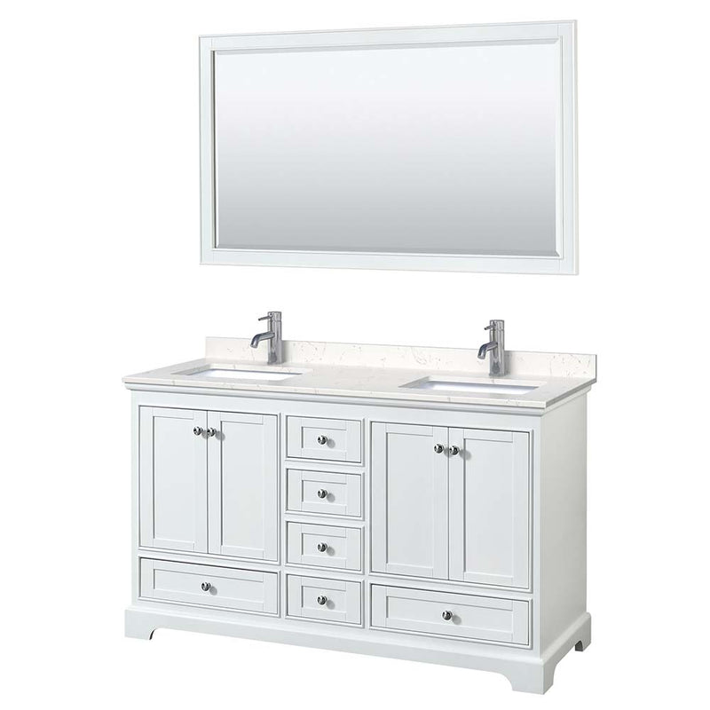 Deborah 60 Inch Double Bathroom Vanity in White - 16