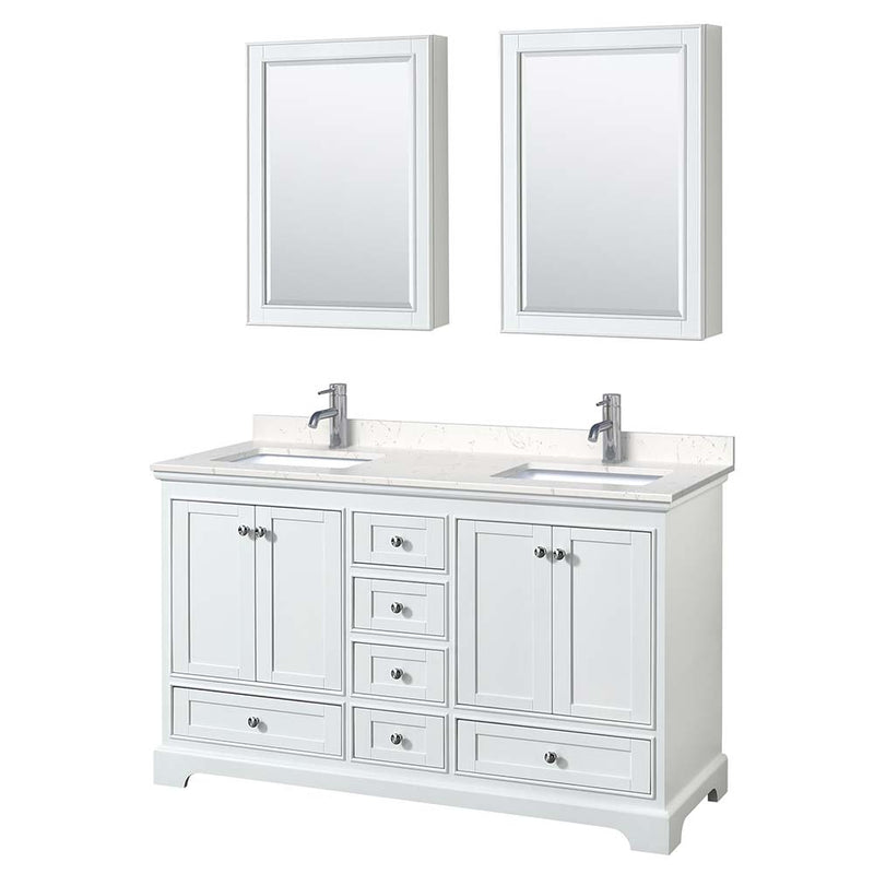 Deborah 60 Inch Double Bathroom Vanity in White - 20