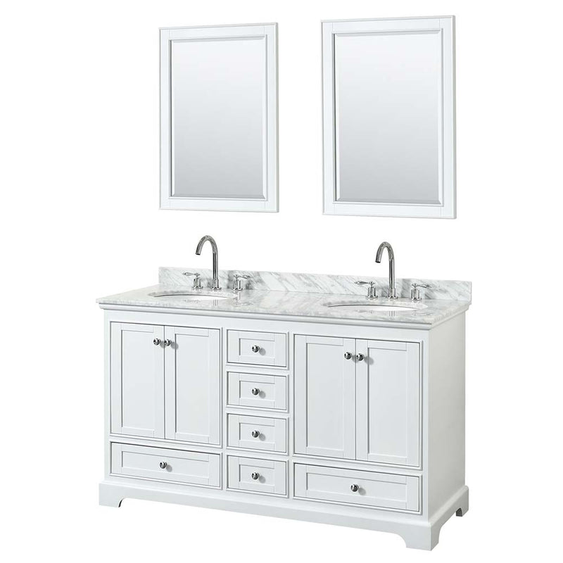 Deborah 60 Inch Double Bathroom Vanity in White - 27