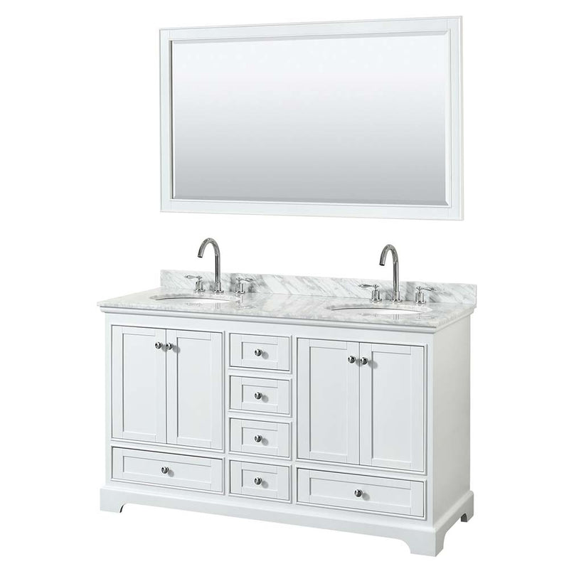 Deborah 60 Inch Double Bathroom Vanity in White - 31
