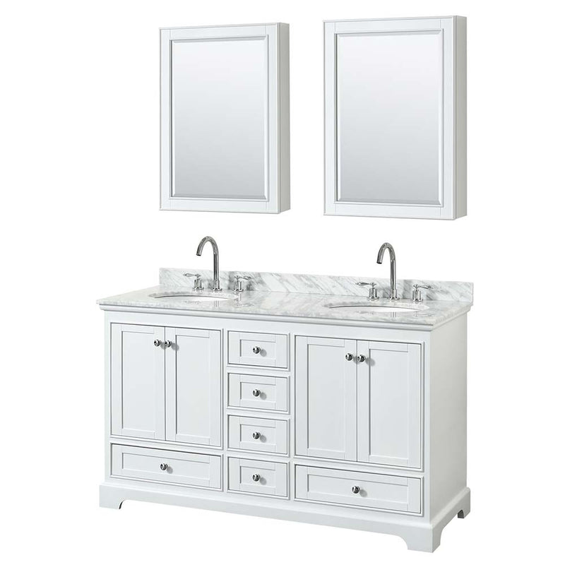 Deborah 60 Inch Double Bathroom Vanity in White - 35