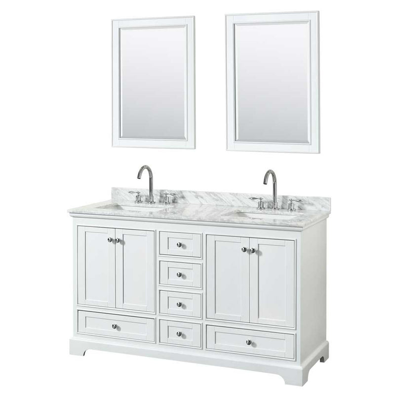 Deborah 60 Inch Double Bathroom Vanity in White - 42