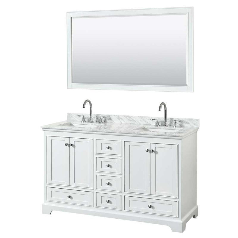 Deborah 60 Inch Double Bathroom Vanity in White - 45