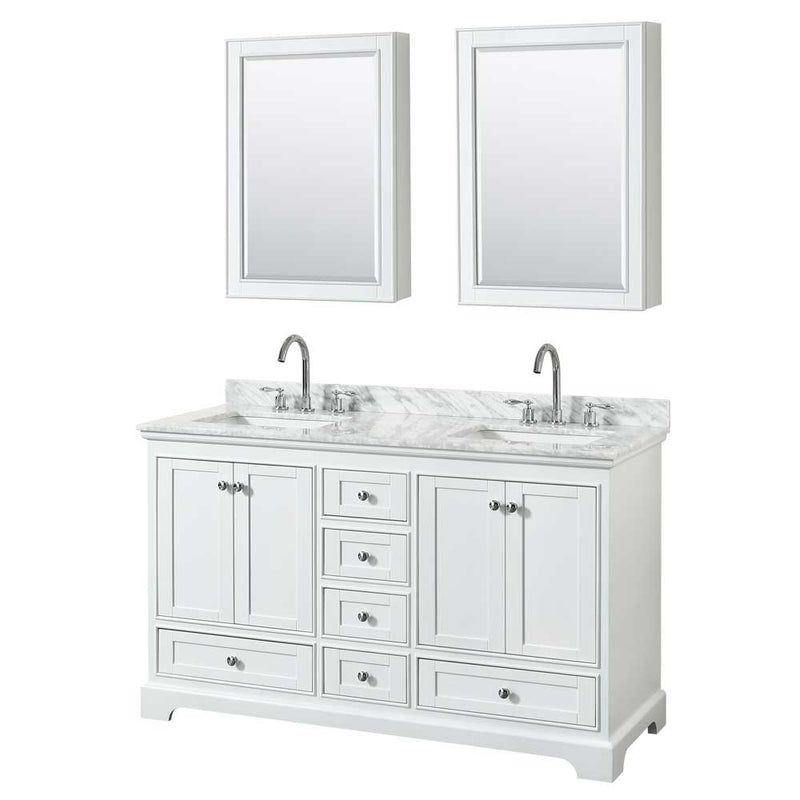 Deborah 60 Inch Double Bathroom Vanity in White - 48