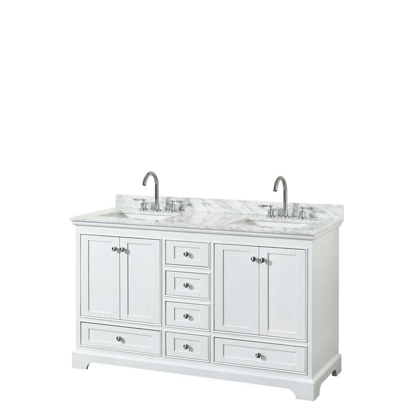 Deborah 60 Inch Double Bathroom Vanity in White - 40