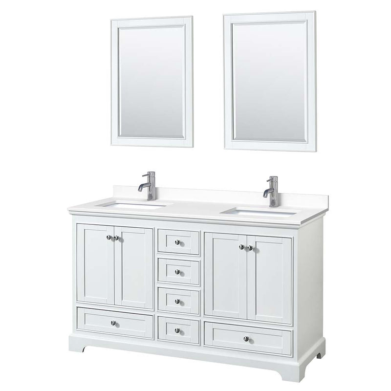 Deborah 60 Inch Double Bathroom Vanity in White - 55