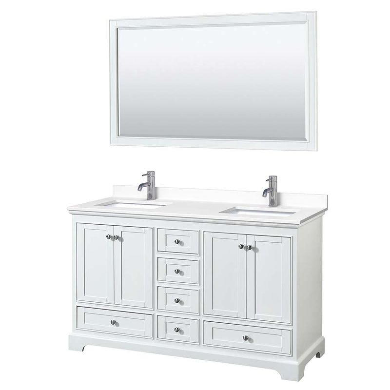 Deborah 60 Inch Double Bathroom Vanity in White - 59