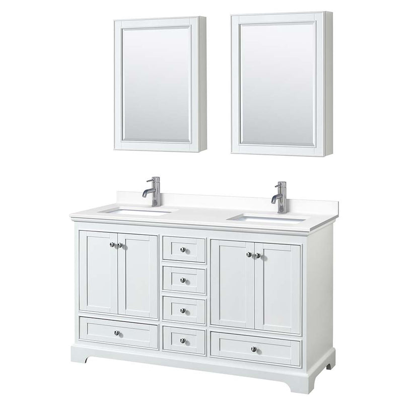 Deborah 60 Inch Double Bathroom Vanity in White - 63