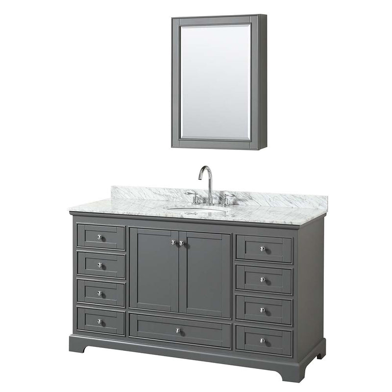 Deborah 60 Inch Single Bathroom Vanity in Dark Gray - 25