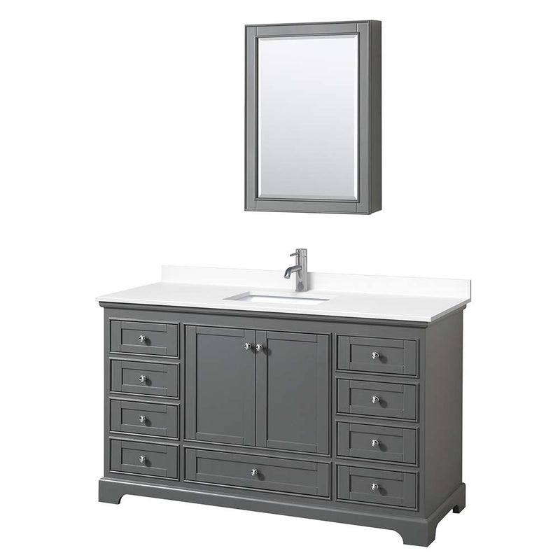 Deborah 60 Inch Single Bathroom Vanity in Dark Gray - 46
