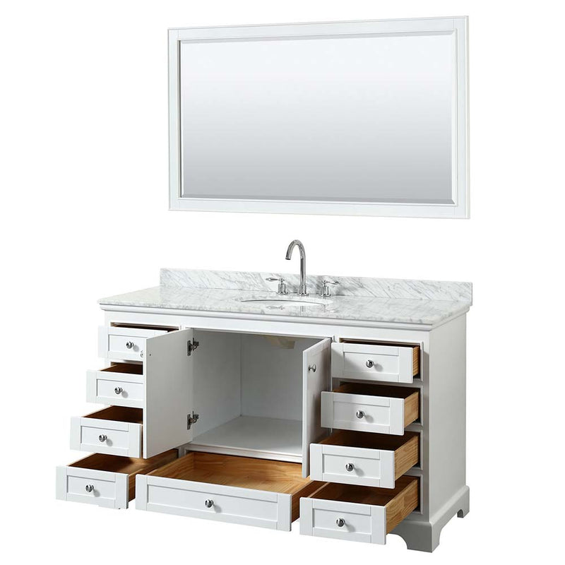 Deborah 60 Inch Single Bathroom Vanity in White - 22
