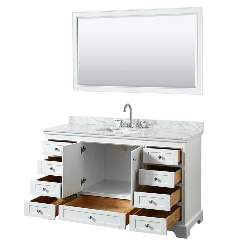 Deborah 60 Inch Single Bathroom Vanity in White - 33