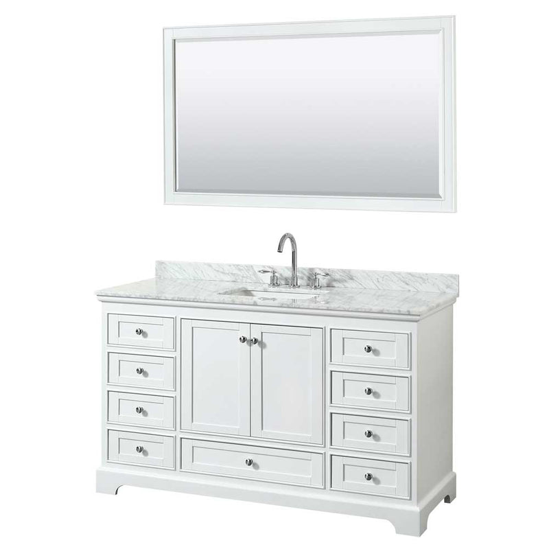 Deborah 60 Inch Single Bathroom Vanity in White - 32