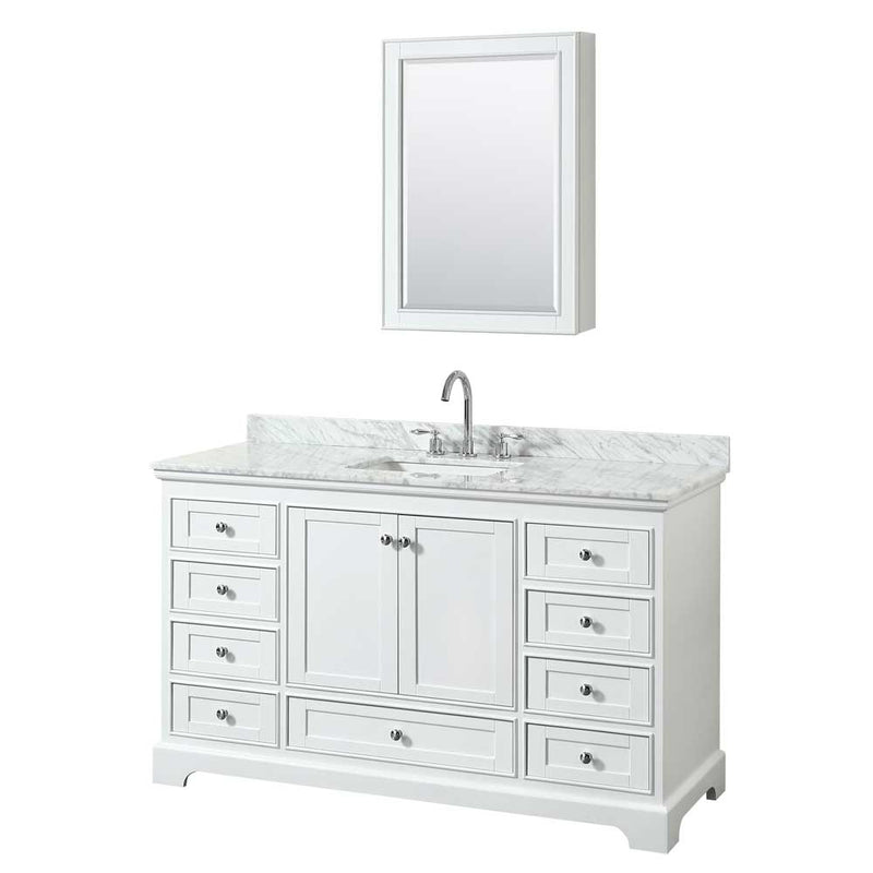 Deborah 60 Inch Single Bathroom Vanity in White - 35