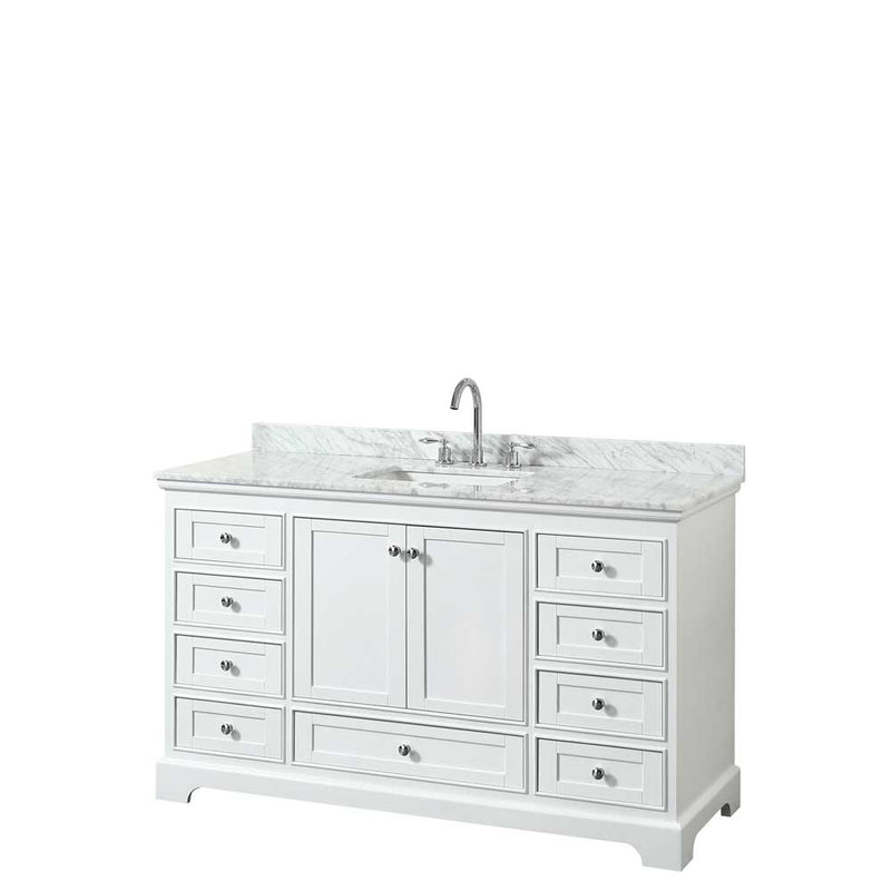 Deborah 60 Inch Single Bathroom Vanity in White - 30