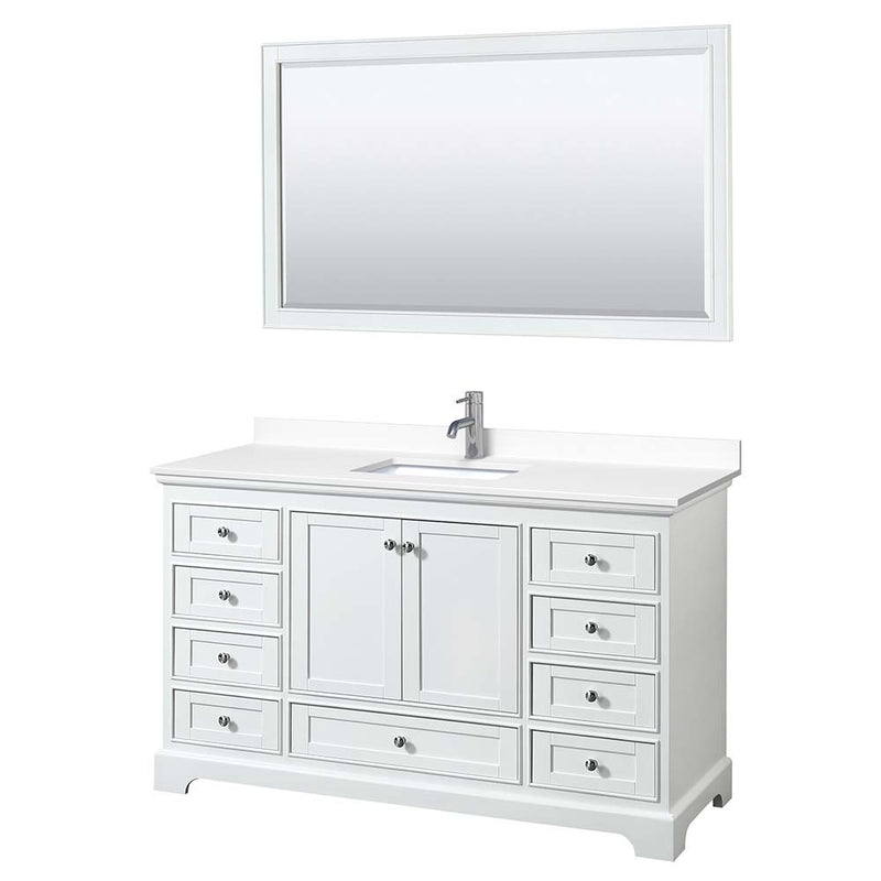 Deborah 60 Inch Single Bathroom Vanity in White - 42